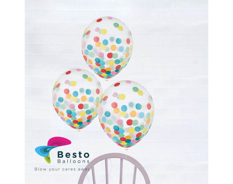 Multicolor Confetti Transparent Latex Balloon 12 Inch