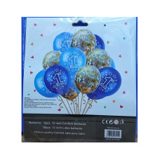 First Birthday Confetti Balloons Set Blue