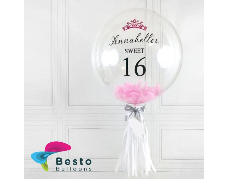 Pink Feather Bubble Balloon