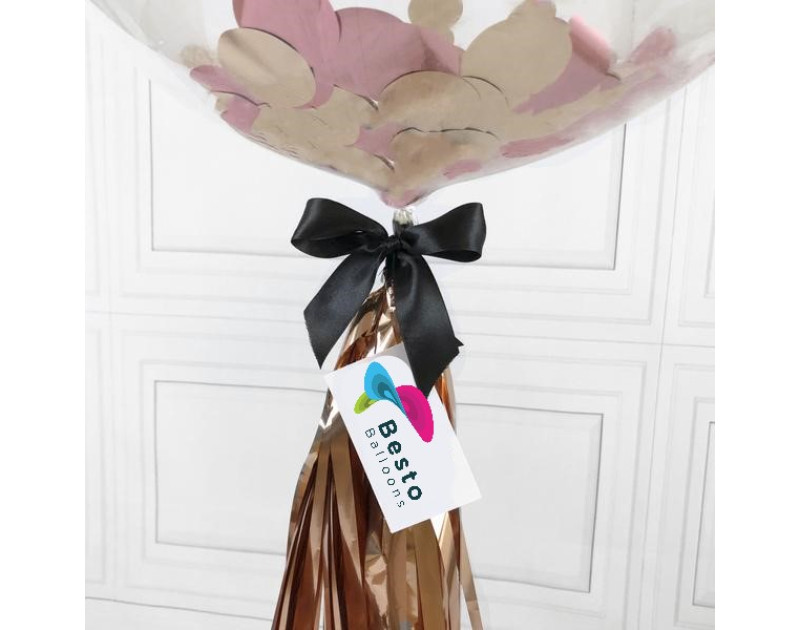 Pink Rose Gold Confetti Bubble Balloon