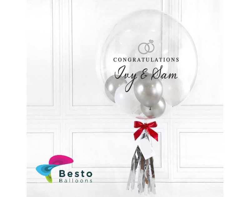 Silver Wedding Mini Bubble Balloon