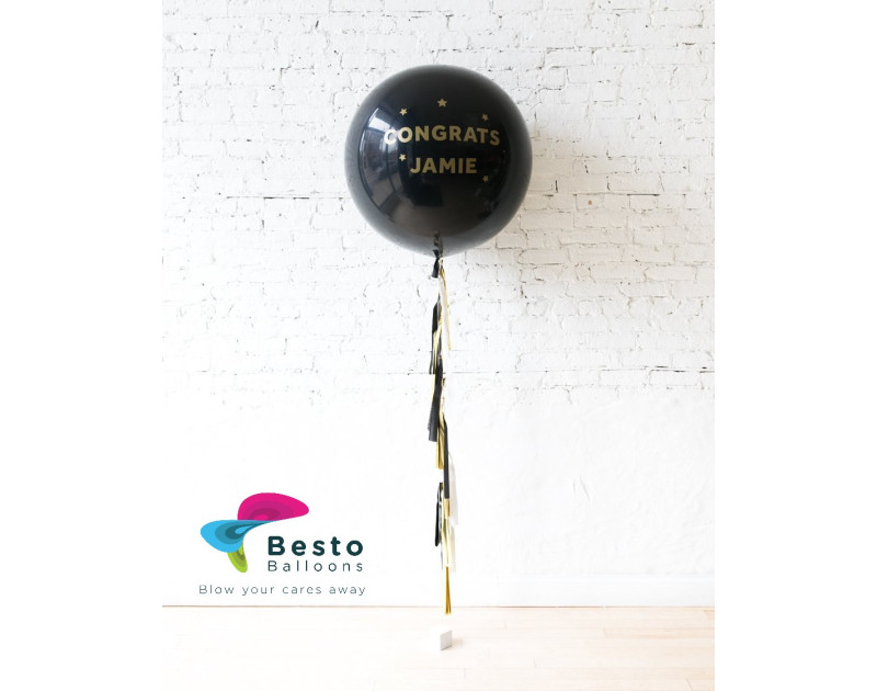 Personalized Black Congrats Balloon 