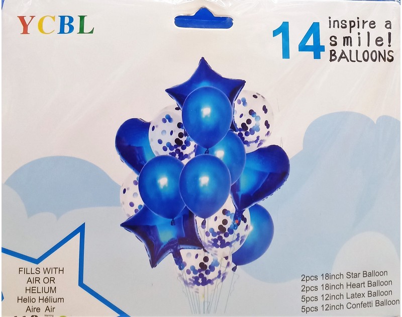 Foil and Latex Balloons Bunch 14 Pcs Set