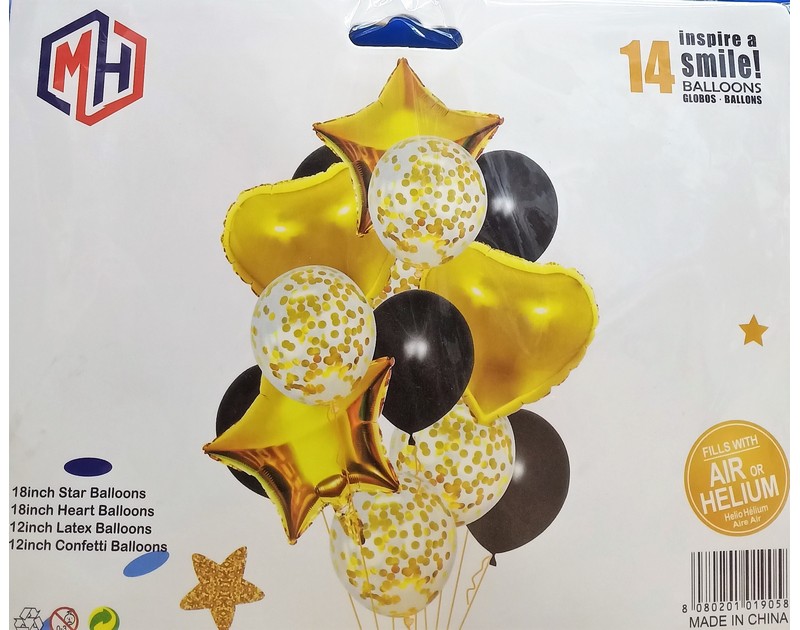 Foil and Latex Balloons Bunch 14 Pcs Set