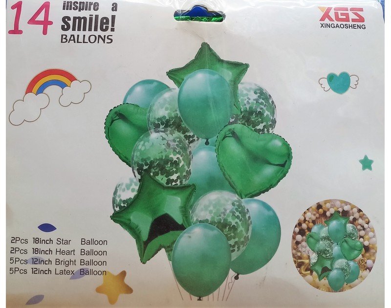 Foil and Latex Balloons Bunch 14 Pcs Set