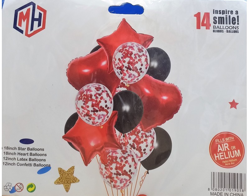 Foil and Latex Balloons Bunch 14 Pcs Set