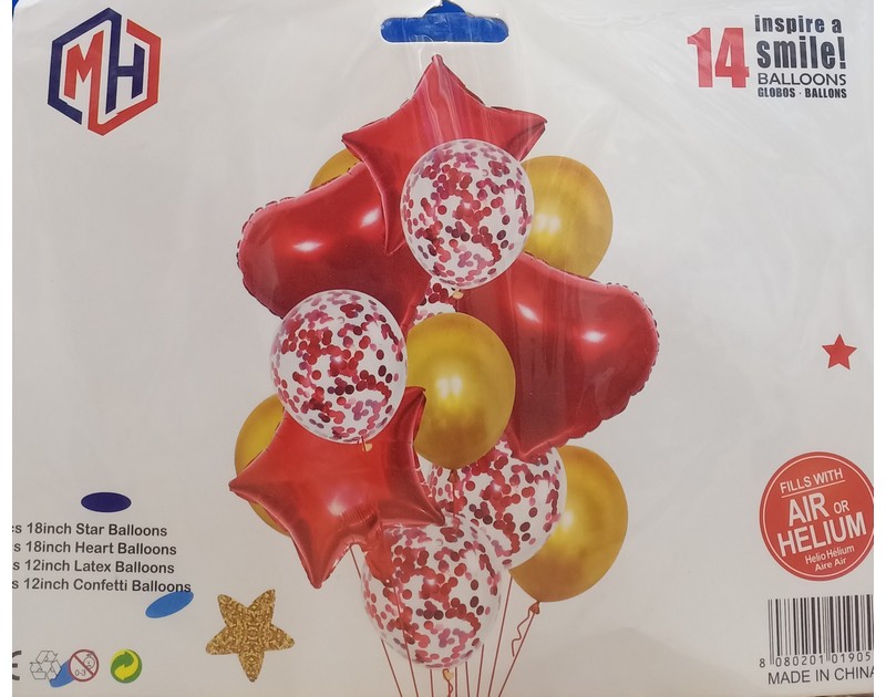 Foil and Latex Balloons Bunch 14 Pcs Set