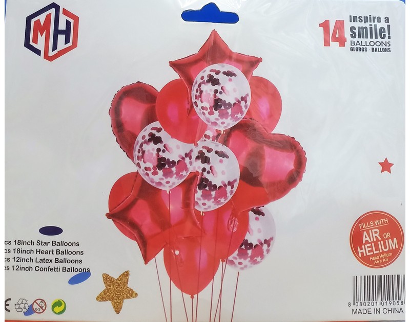 Foil and Latex Balloons Bunch 14 Pcs Set
