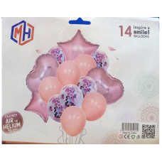 Foil and Latex Balloons Bunch 14 Pcs Set