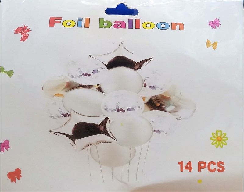 Foil and Latex Balloons Bunch 14 Pcs Set