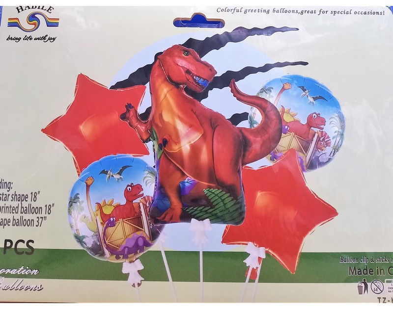 Dinosaur Foil Balloons Set 5 Pcs