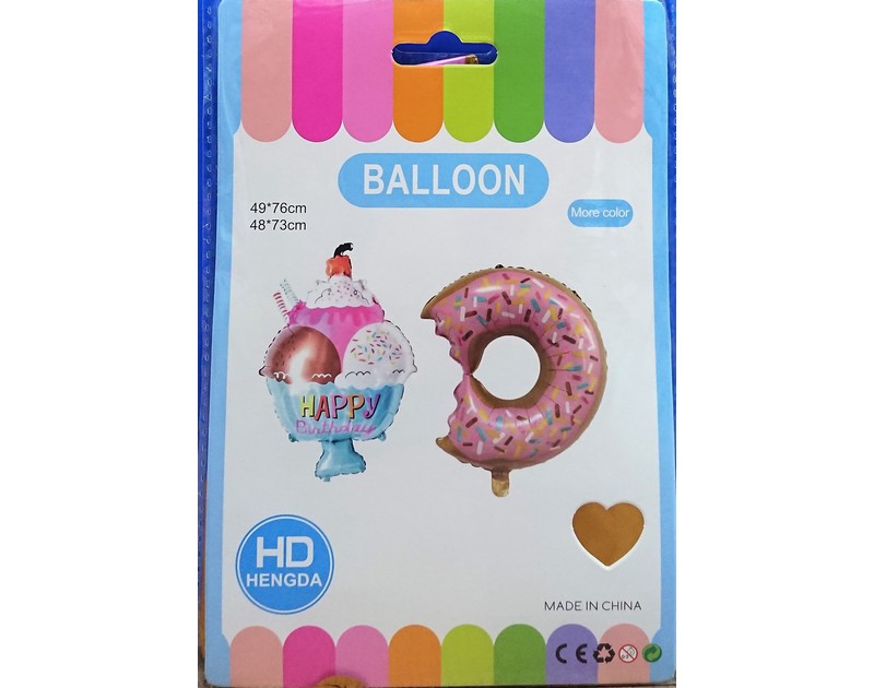 Eaten Donut and Ice cream Shaped Foil Balloons Pink