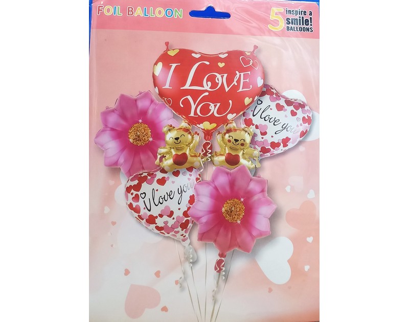 I Love You Foil Balloons Set