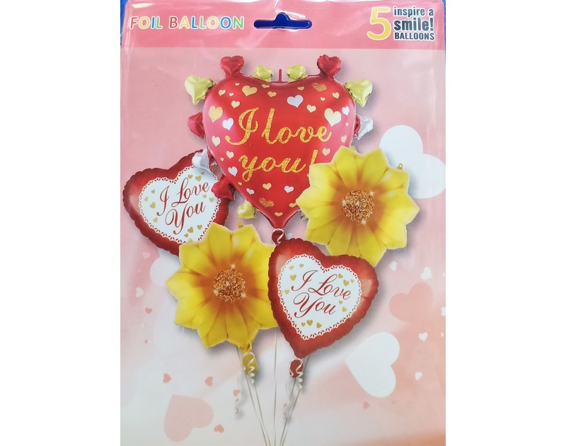 I Love You Foil Balloons Set