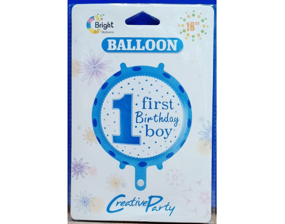 1st Birthday Boy  Foil Balloon Round 18 inch 1st Birthday Boy  Foil Balloon Round 18 inch