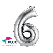 Number Foil Balloon 6 Silver