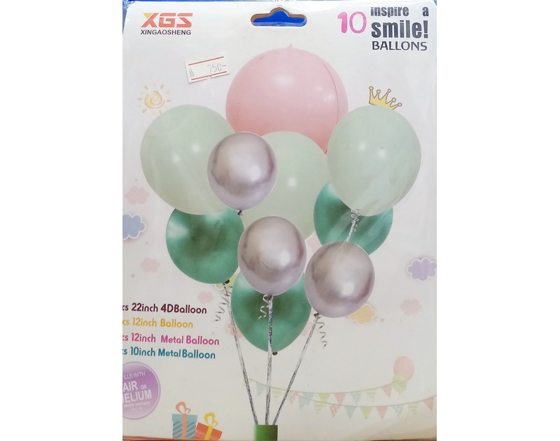 Foil Orbz and Latex Balloons Bunch 10 Pcs Set