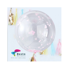 24 Inch Pink Confetti Transparent Balloon