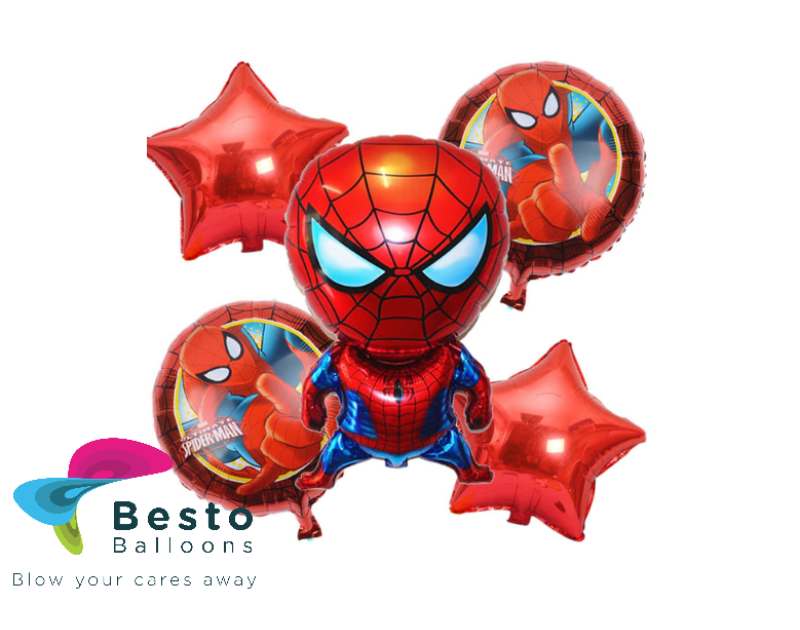 Spiderman Foil Balloon Bouquet 5 pcs