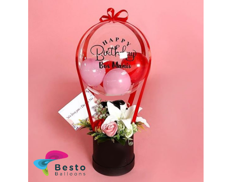 Floral Happy Birthday Hot Air Balloon