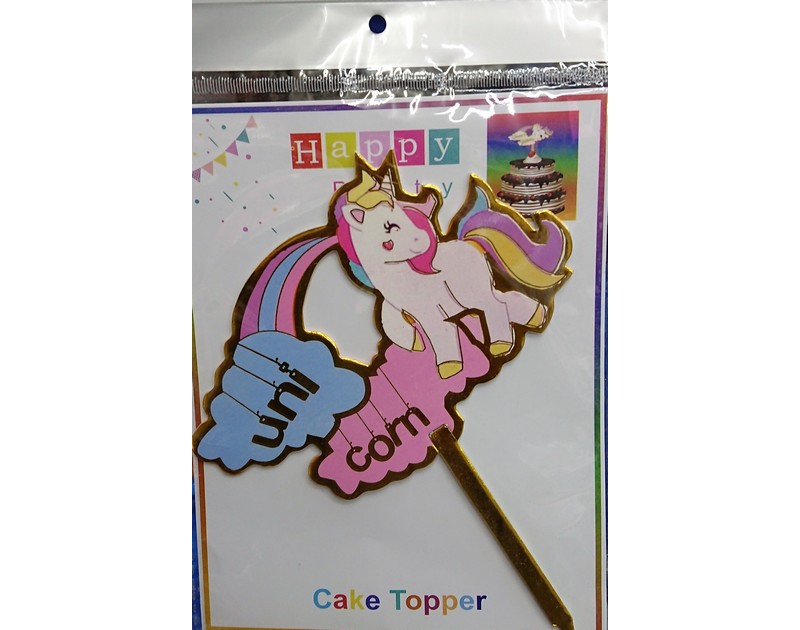 Unicorn Theme Happy Birthday Cake Toppers