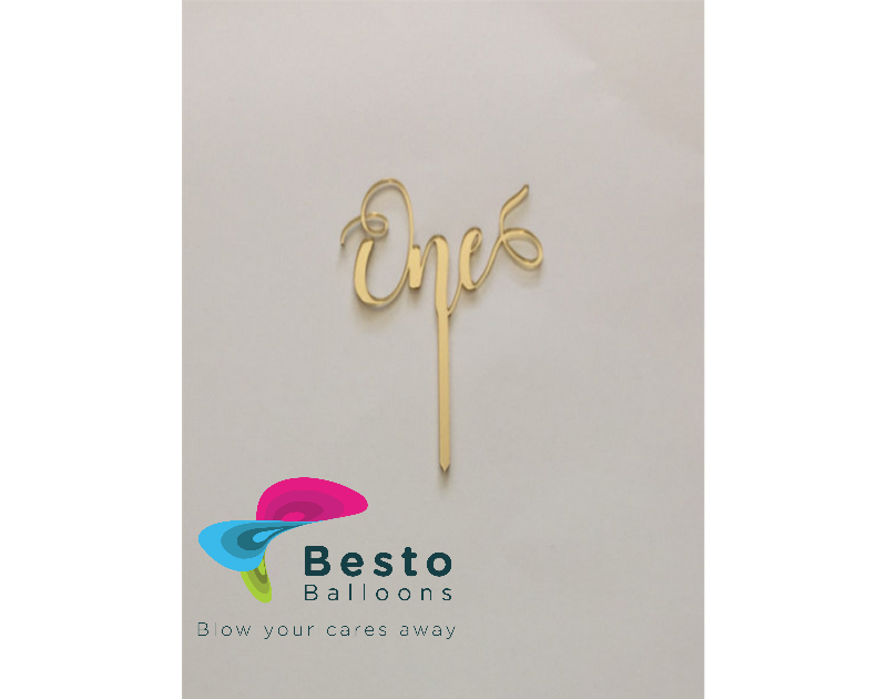 Cake Topper Acrylic - One Golden