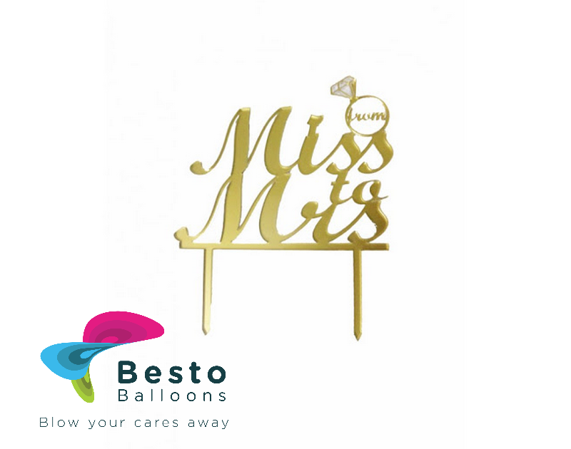 Cake Topper Acrylic - From Miss to Mrs Golden