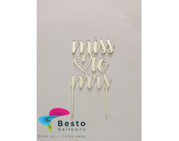 Cake Topper Acrylic - From Miss to Mrs Silver Cake Topper Acrylic - From Miss to Mrs Silver