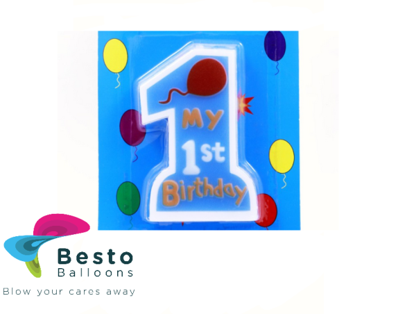 1st Birthday Candle Blue 1st Birthday Candle Blue