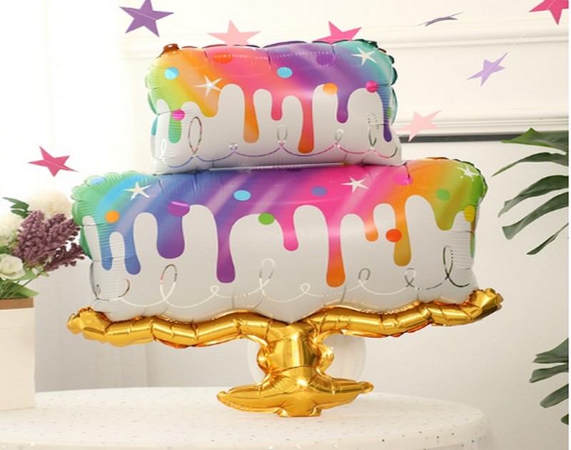 Beautiful Cake Shape Foil Balloon 2 Pcs