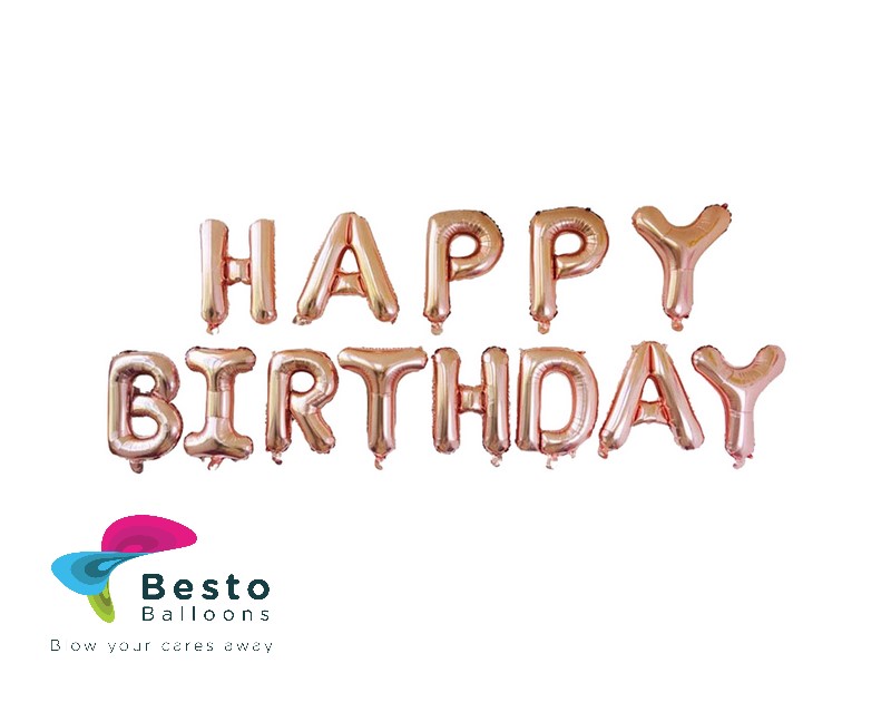 Happy Birthday Rose gold Alphabet Foil Balloons