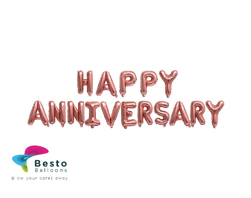 Happy Anniversary Rose Gold Foil Balloon