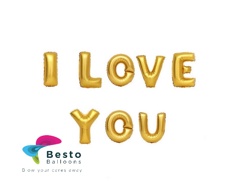 I love you Golden Alphabet Foil Balloon