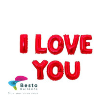 I Love You Alphabets Foil Balloons Set Plain Red
